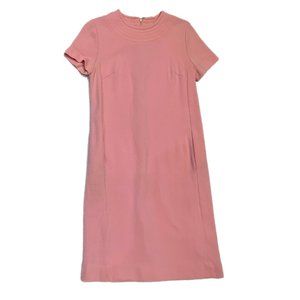 1960s vintage day dress, pale pink double knit fabric